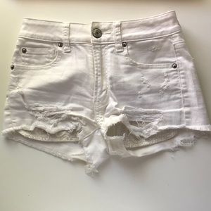 American Eagle white high rise jean shorts